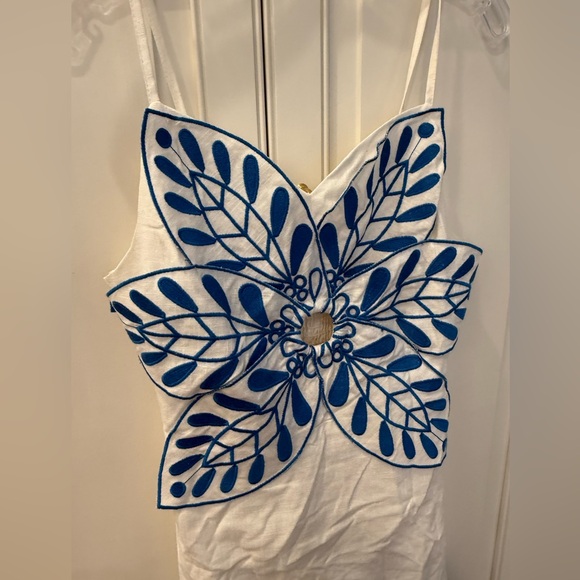 Avara Leilani Blue Embroidered Mini Dress | Size Medium - Picture 7 of 12
